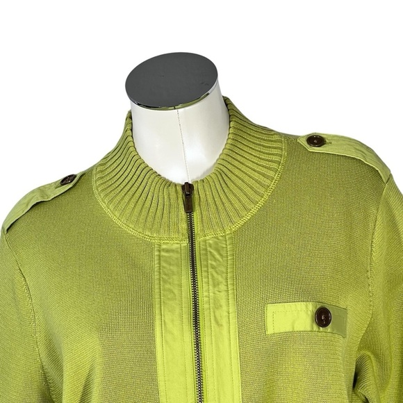 Jones New York Signature Woman Lime Green Front Zipper Cardigan Sweater Size 1X - Picture 5 of 16